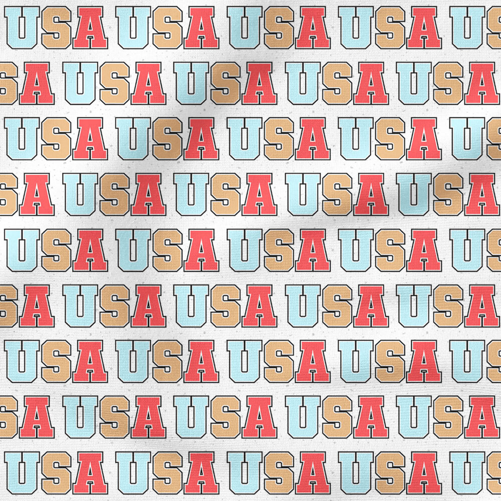 USA (Tan Blue Red) | Holiday Fabric Design | Julie Storie Designs